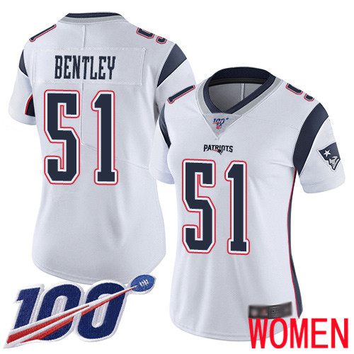 New England Patriots Football #51 100th Limited White Women Ja Whaun Bentley Road NFL Jersey->youth nfl jersey->Youth Jersey